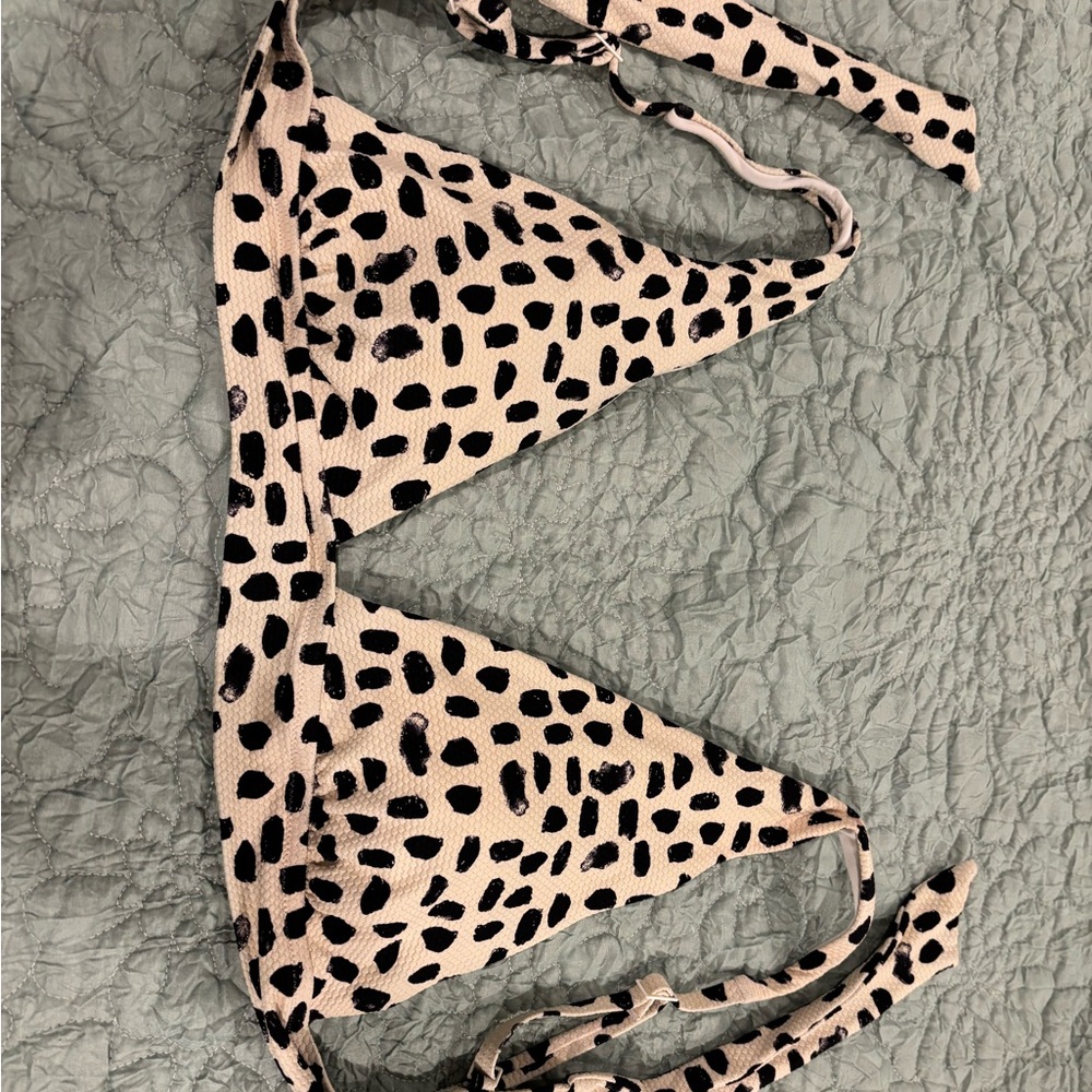 Aerie Cream and Black Polka Dot Bikini Top